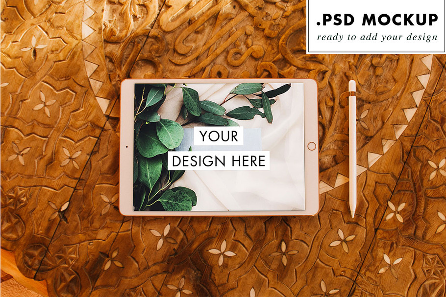rustic table mockup ipad in Mobile & Web Mockups - product preview 8