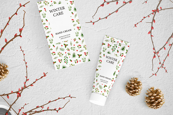 Xmas winter plants. Watercolor set in Illustrations - product preview 7