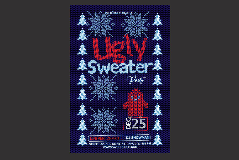 Ugly Sweater Christmas Flyer in Flyer Templates - product preview 8