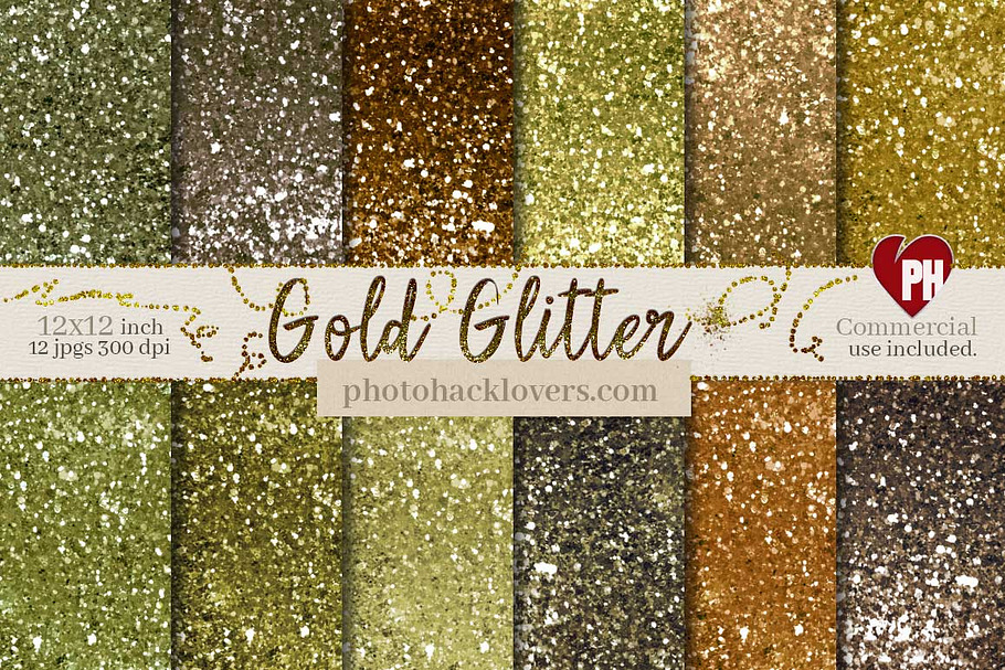 14 Chunky Gold Glitter Textures in Textures - product preview 8