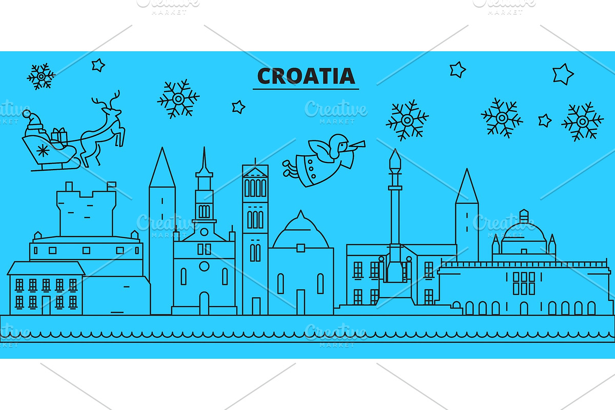 Croatia winter holidays skyline in Illustrations - product preview 8