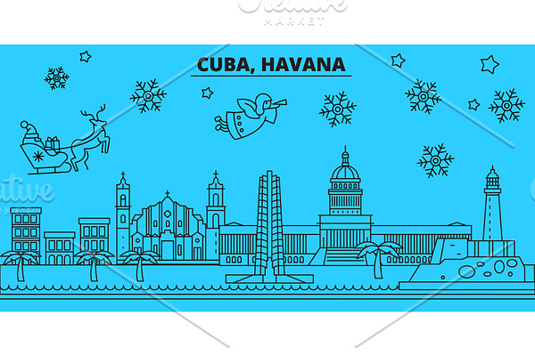 Cuba, Havana winter holidays skyline