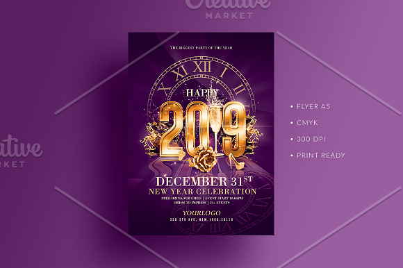 New Year Party Flyer in Flyer Templates - product preview 1