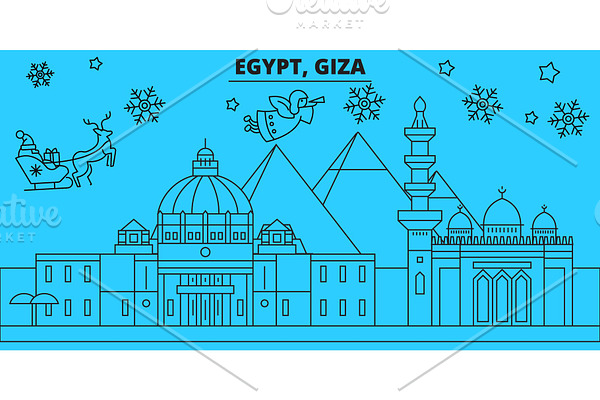 Egypt, Giza winter holidays skyline