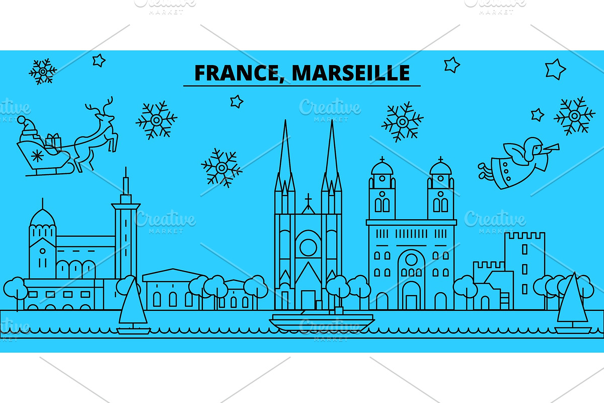 France, Marseille winter holidays in Illustrations - product preview 8