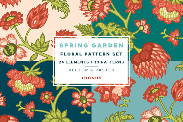 Spring Garden Floral Pattern Set