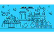 India, Delhi winter holidays skyline