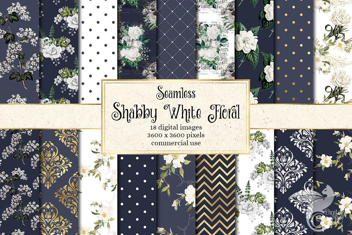 Shabby White Floral Patterns in Patterns - product preview 8