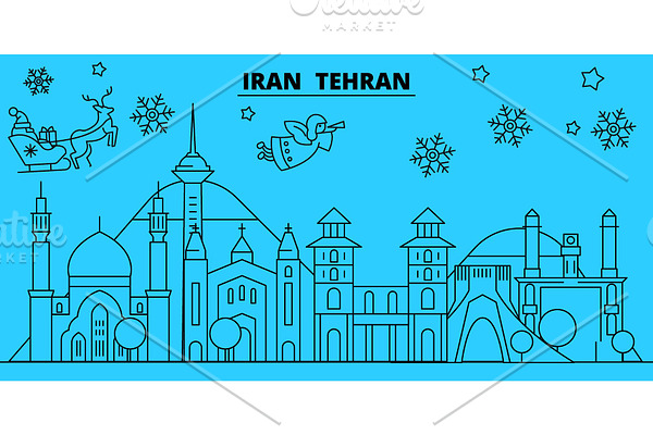 Iran, Tehran winter holidays skyline
