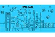 Iran, Yazd winter holidays skyline