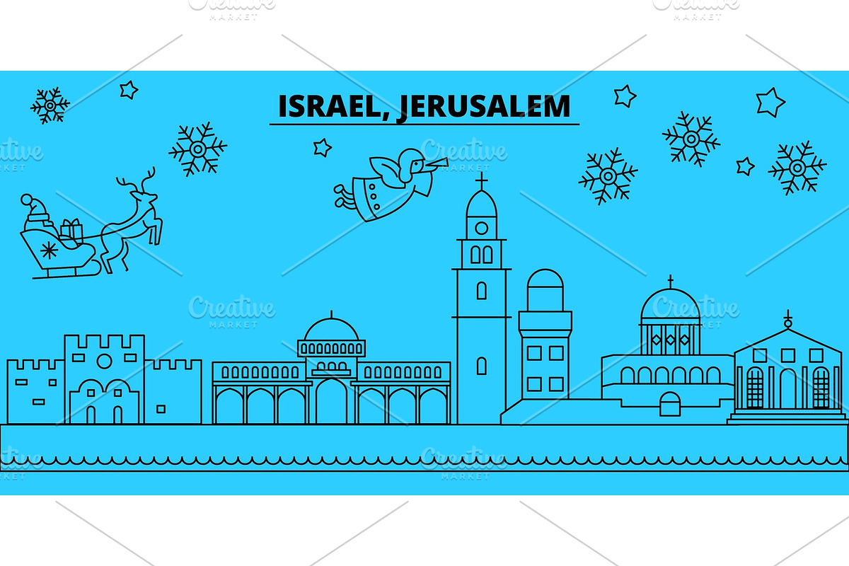 Israel, Jerusalim winter holidays in Illustrations - product preview 8