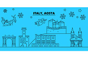 Italy, Aosta winter holidays skyline