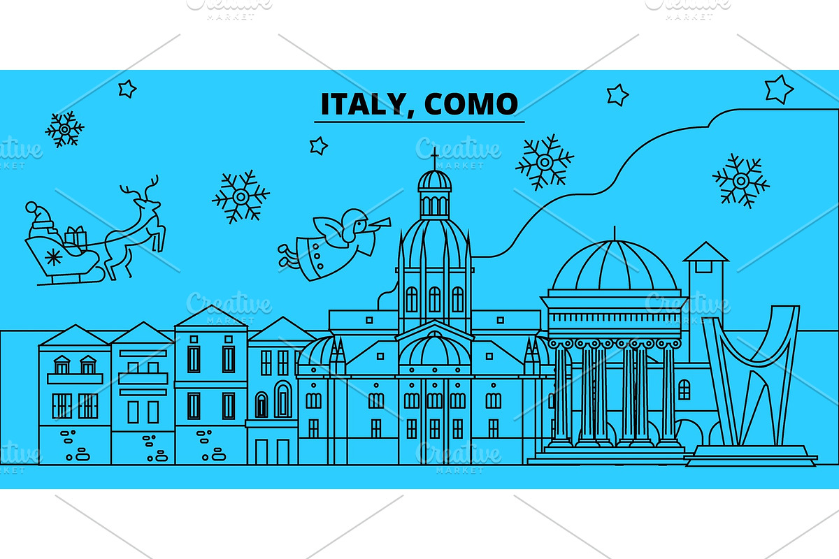 Italy, Como winter holidays skyline in Illustrations - product preview 8