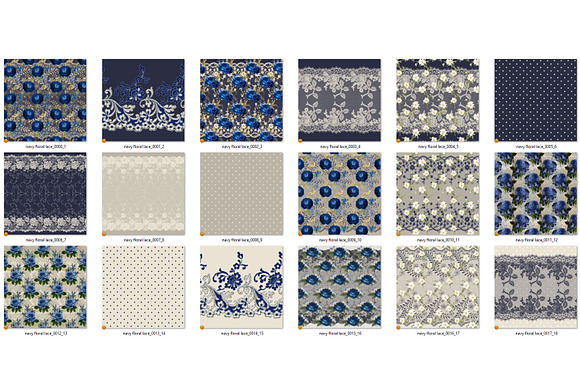 Navy Floral Lace Digital Paper in Patterns - product preview 3