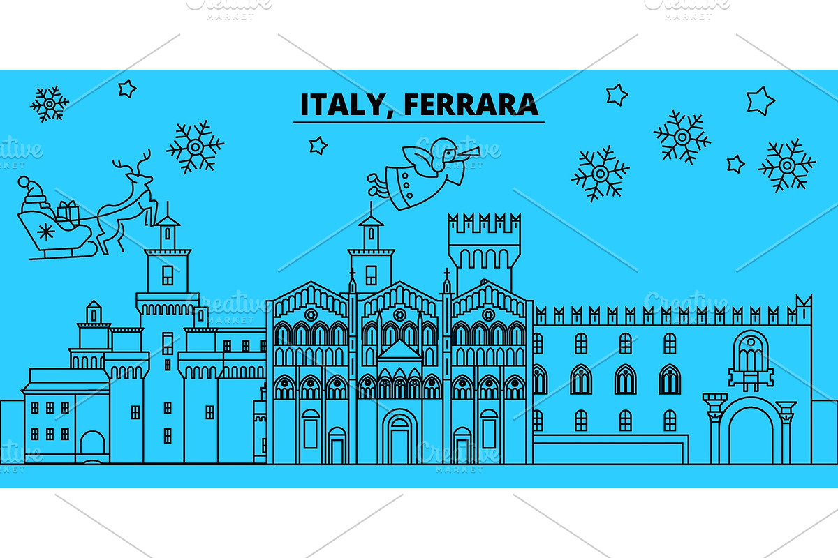 Italy, Ferrara winter holidays in Illustrations - product preview 8