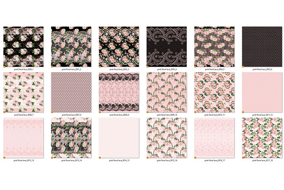 Pink Floral Lace Digital Paper in Patterns - product preview 2