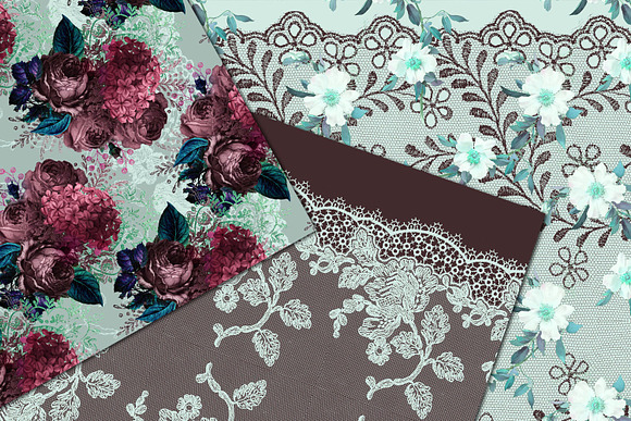Tea Garden Lace Digital Paper in Patterns - product preview 1