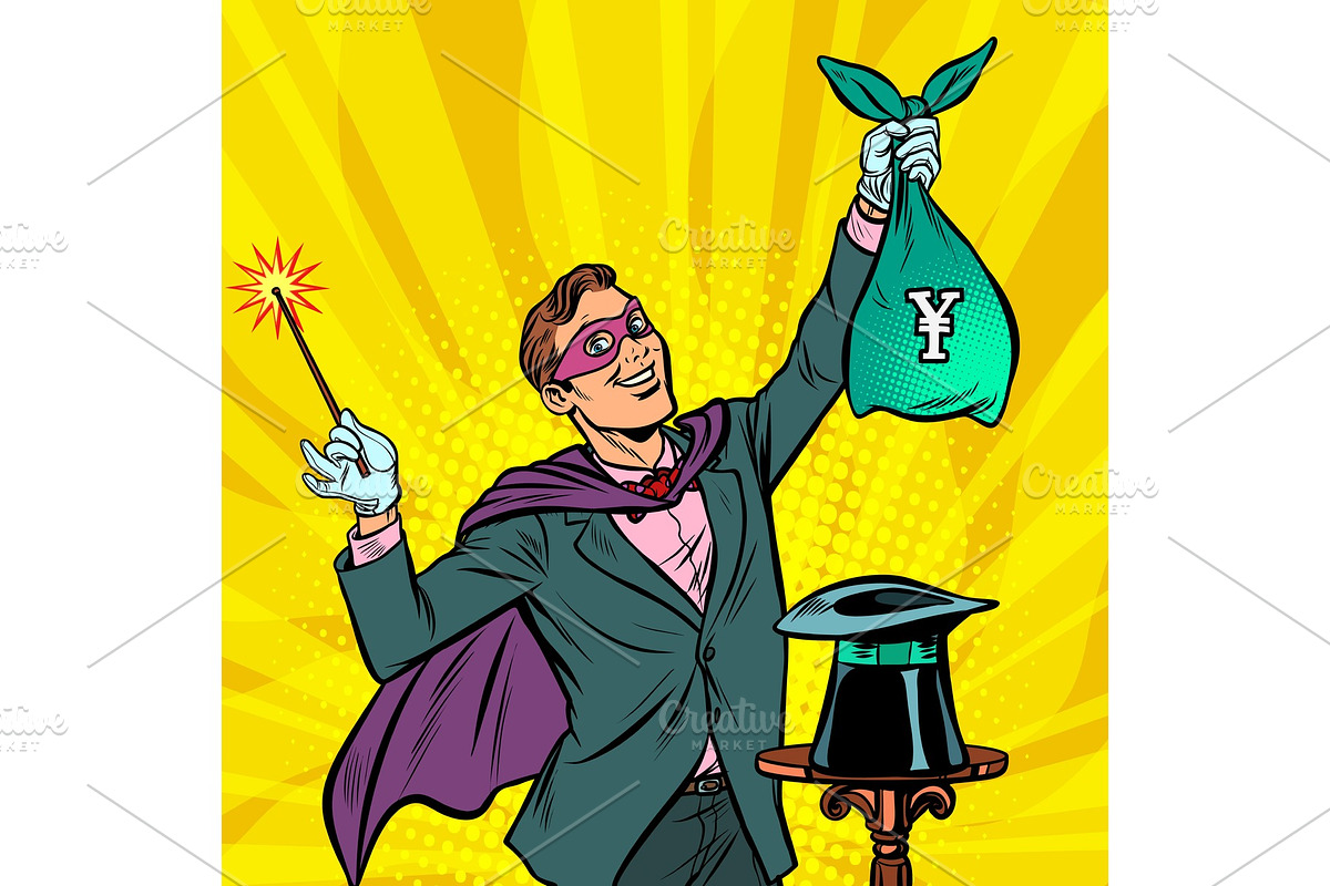 Magician with yen money in Illustrations - product preview 8