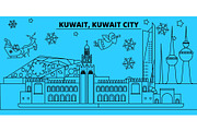 Kuwait City winter holidays skyline
