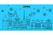 Latvia winter holidays skyline