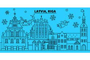 Latvia, Riga winter holidays skyline