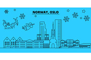 Norway, Oslo winter holidays skyline