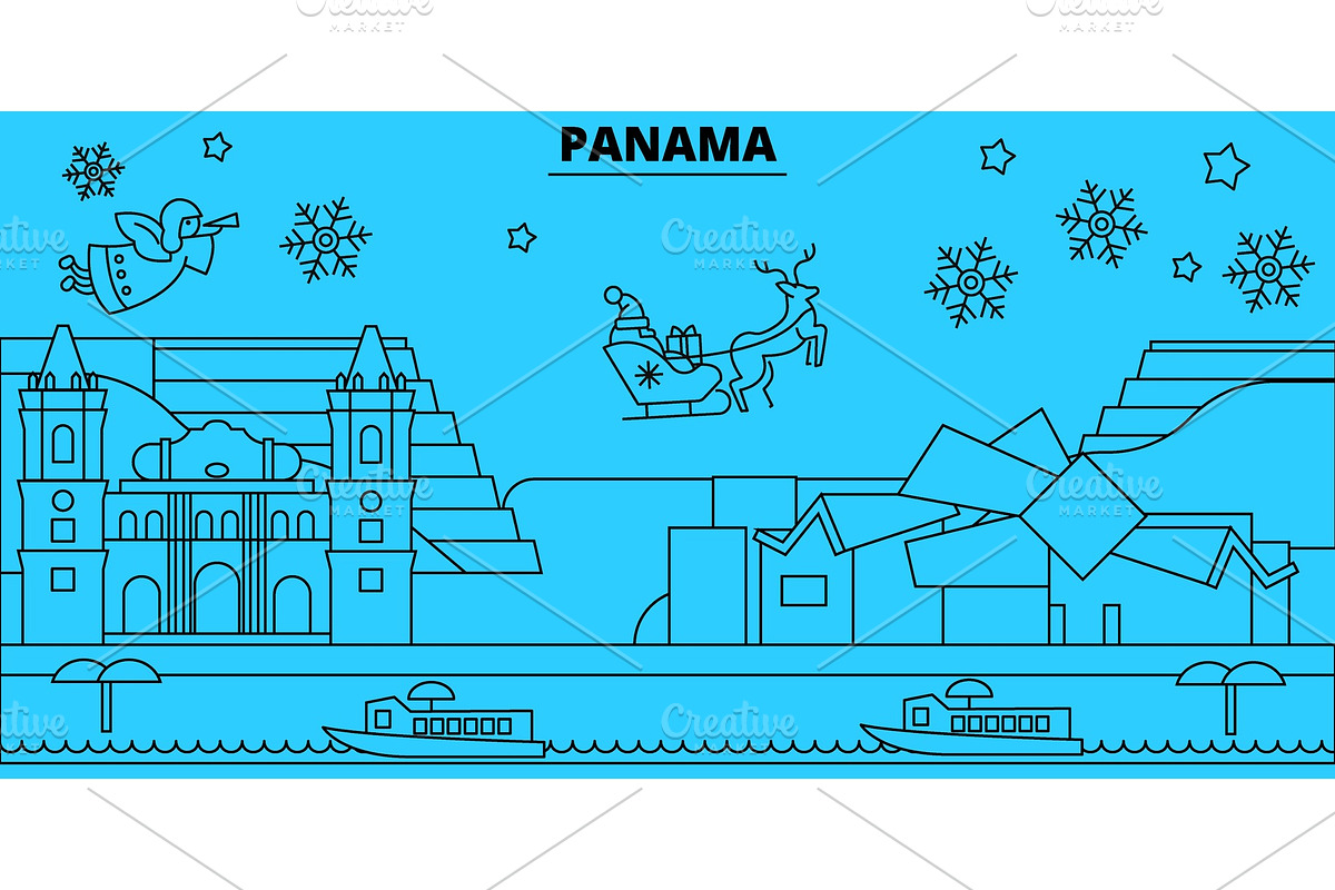 Panama winter holidays skyline in Illustrations - product preview 8