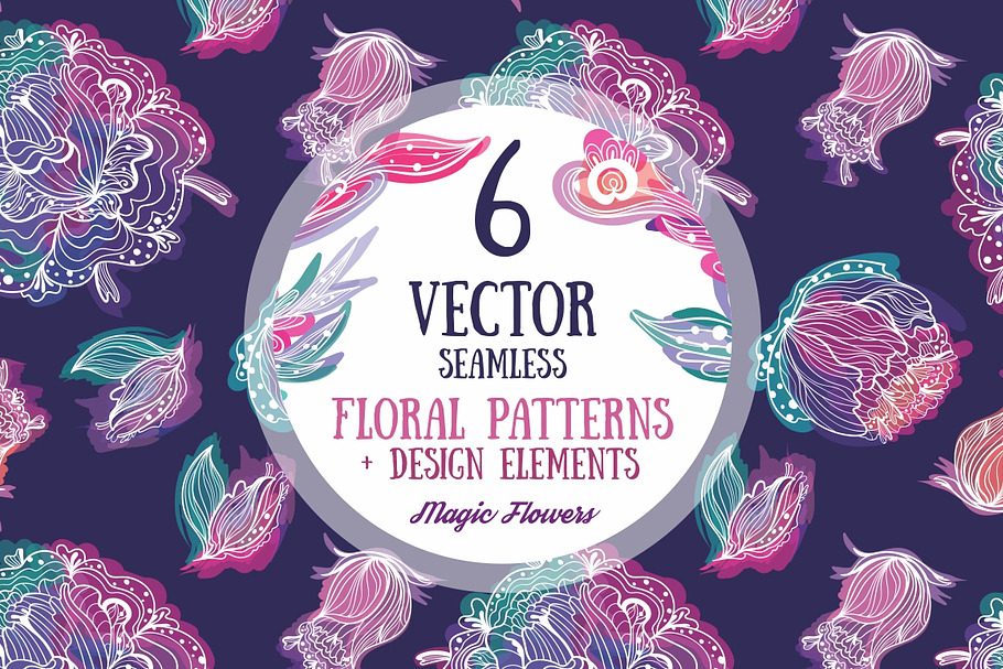 Magic FLowers 6 Vector Patterns in Patterns - product preview 8