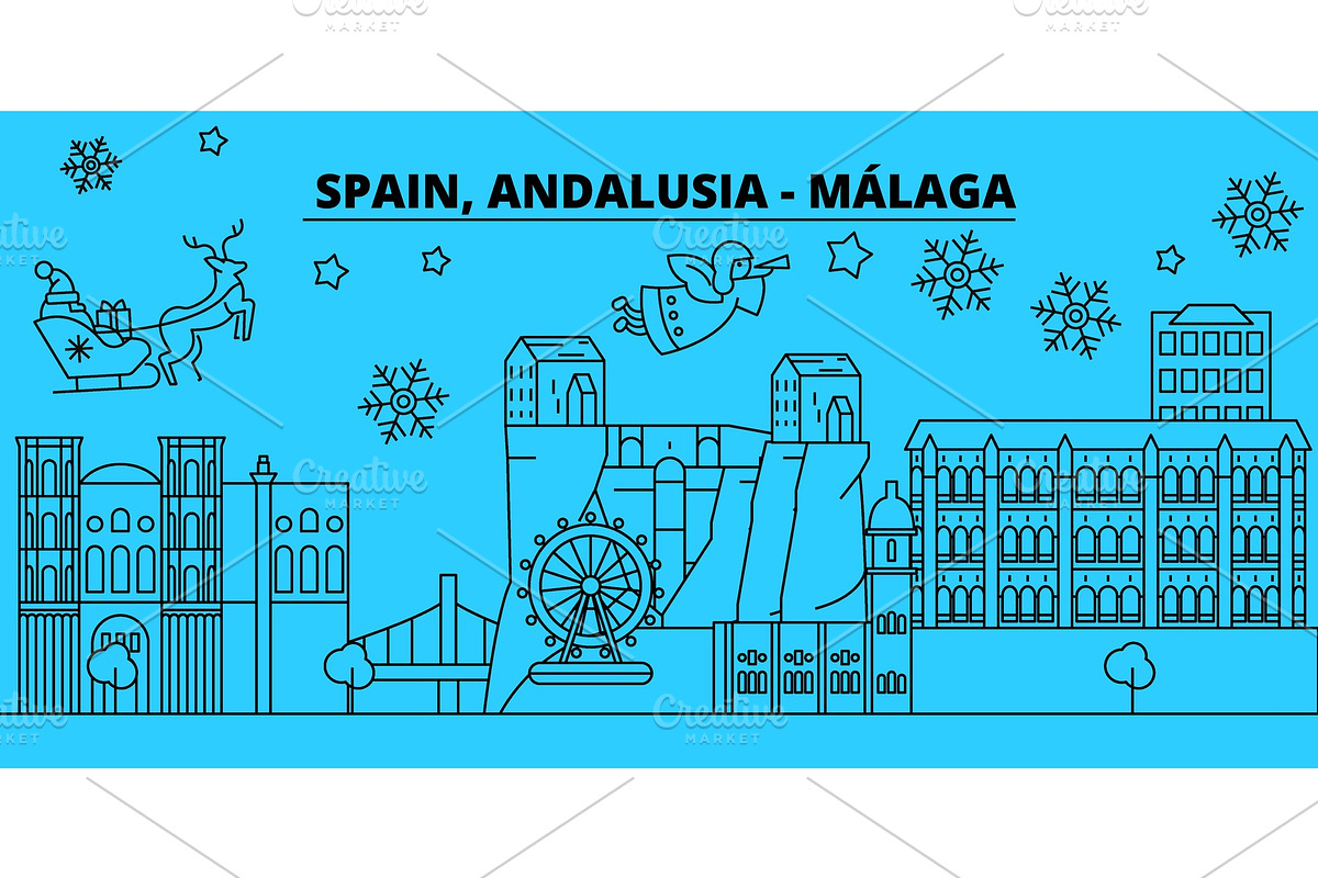 Spain, Malaga, Andalusia winter in Illustrations - product preview 8