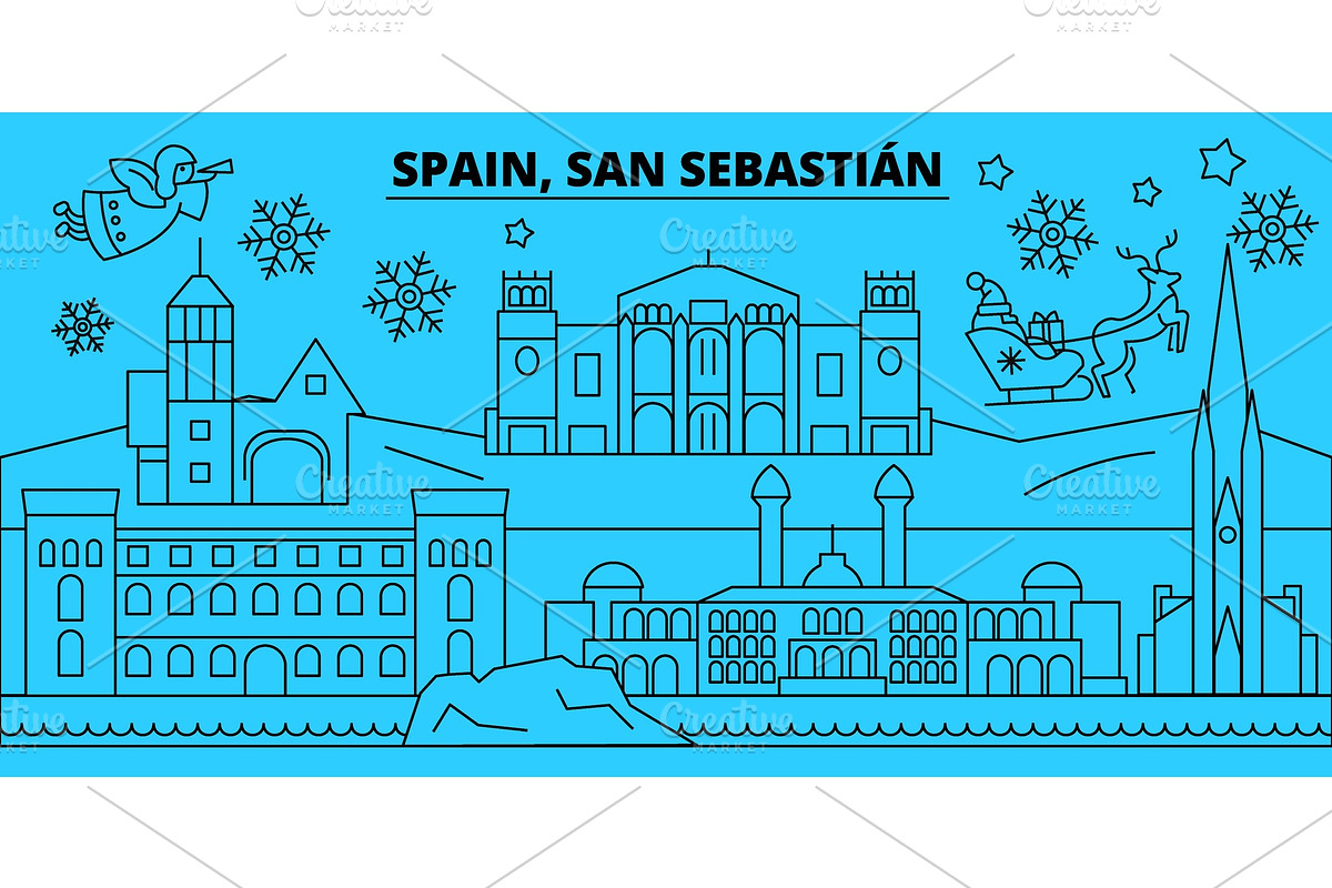 Spain, San Sebastian winter holidays in Illustrations - product preview 8