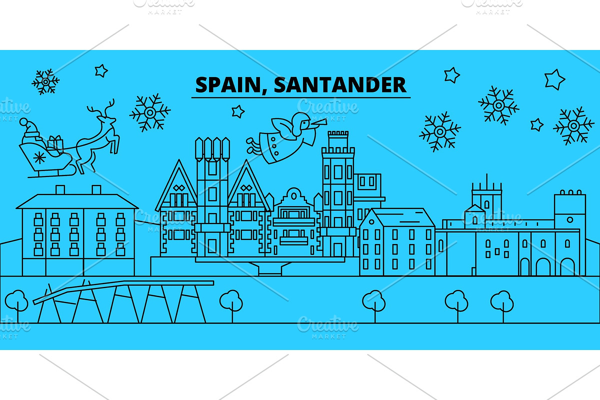 Spain, Santander winter holidays in Illustrations - product preview 8
