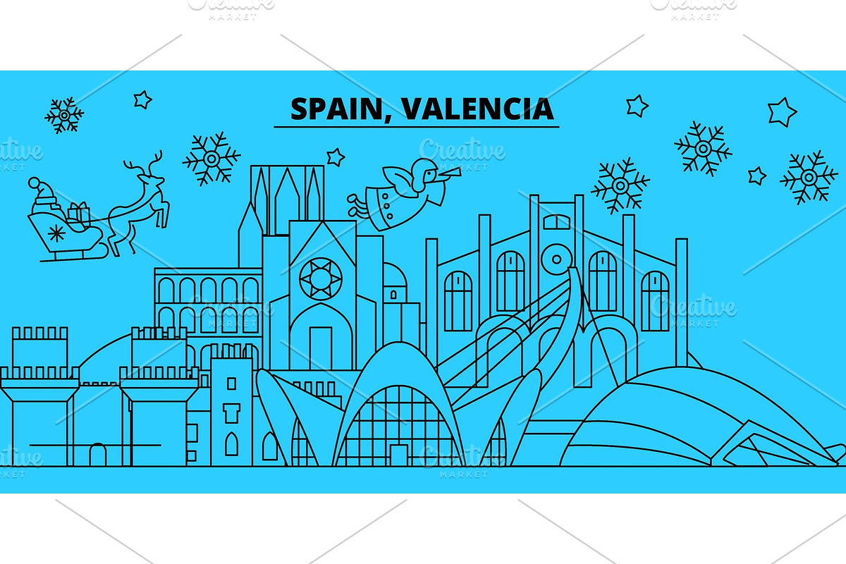 Spain, Valencia winter holidays in Illustrations - product preview 8