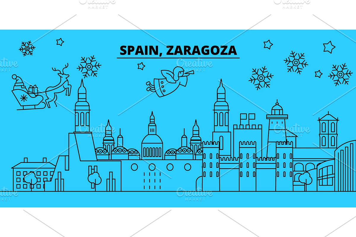 Spain, Zaragoza winter holidays in Illustrations - product preview 8