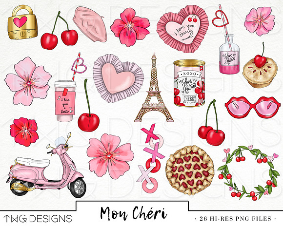 Cherry Love Fashion Girl Clip Art in Illustrations - product preview 1