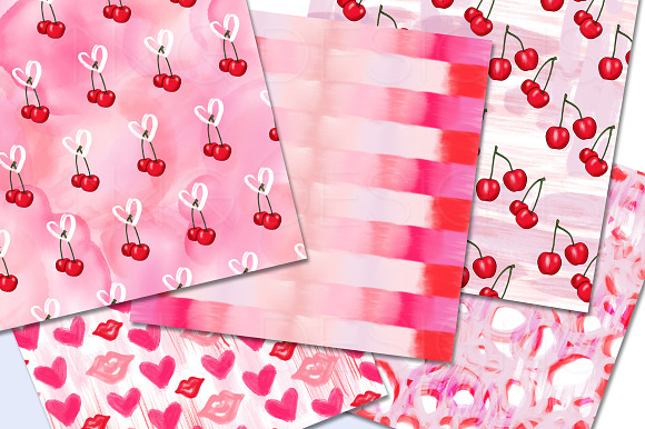 Cherry Hearts Abstract Paper Set in Patterns - product preview 1