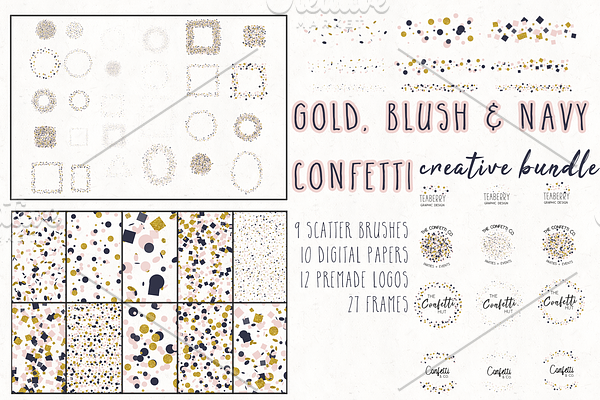 Gold, Blush & Navy Confetti Bundle