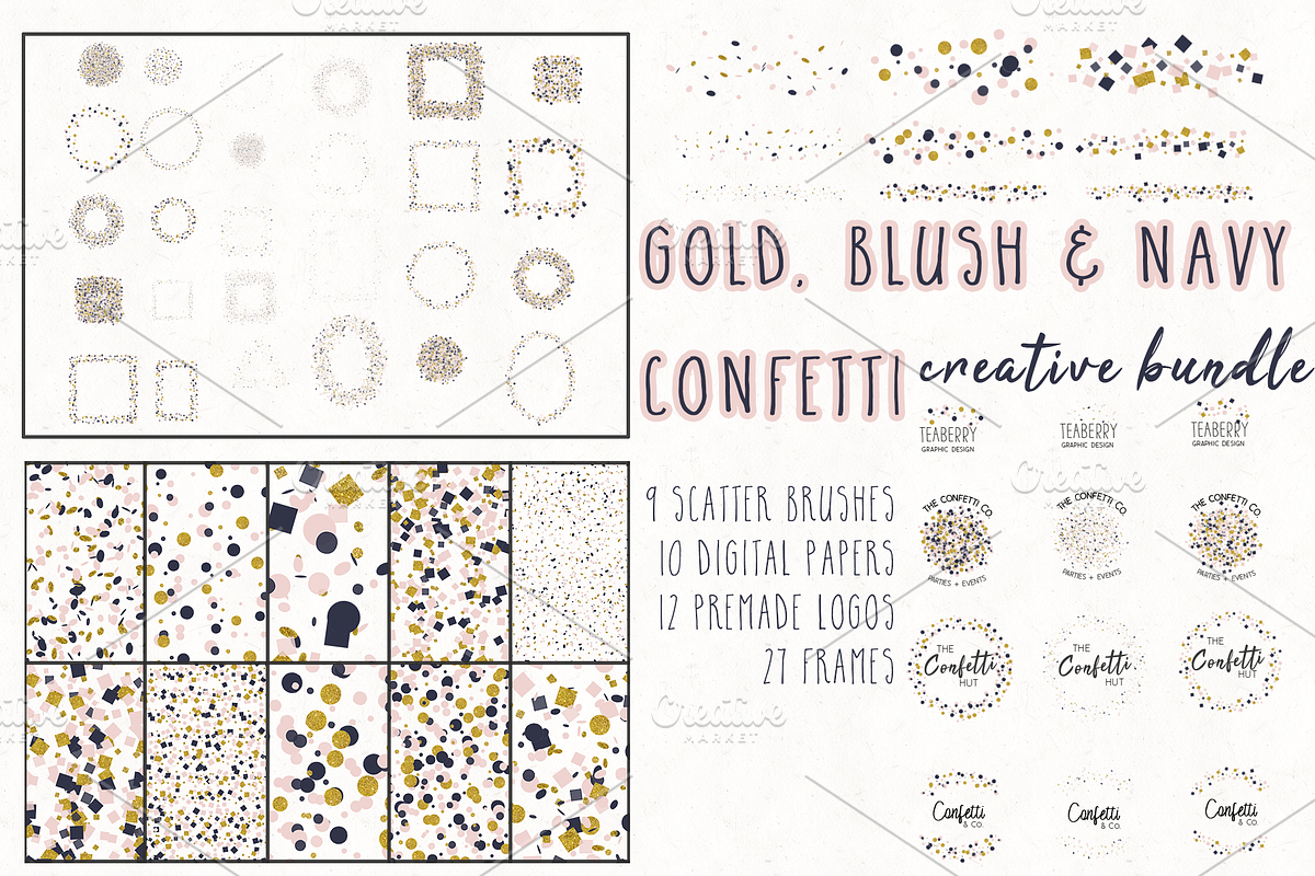 Gold, Blush & Navy Confetti Bundle in Objects - product preview 8