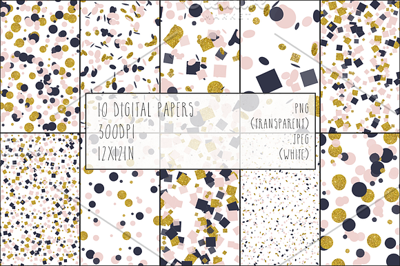 Gold, Blush & Navy Confetti Bundle in Objects - product preview 3