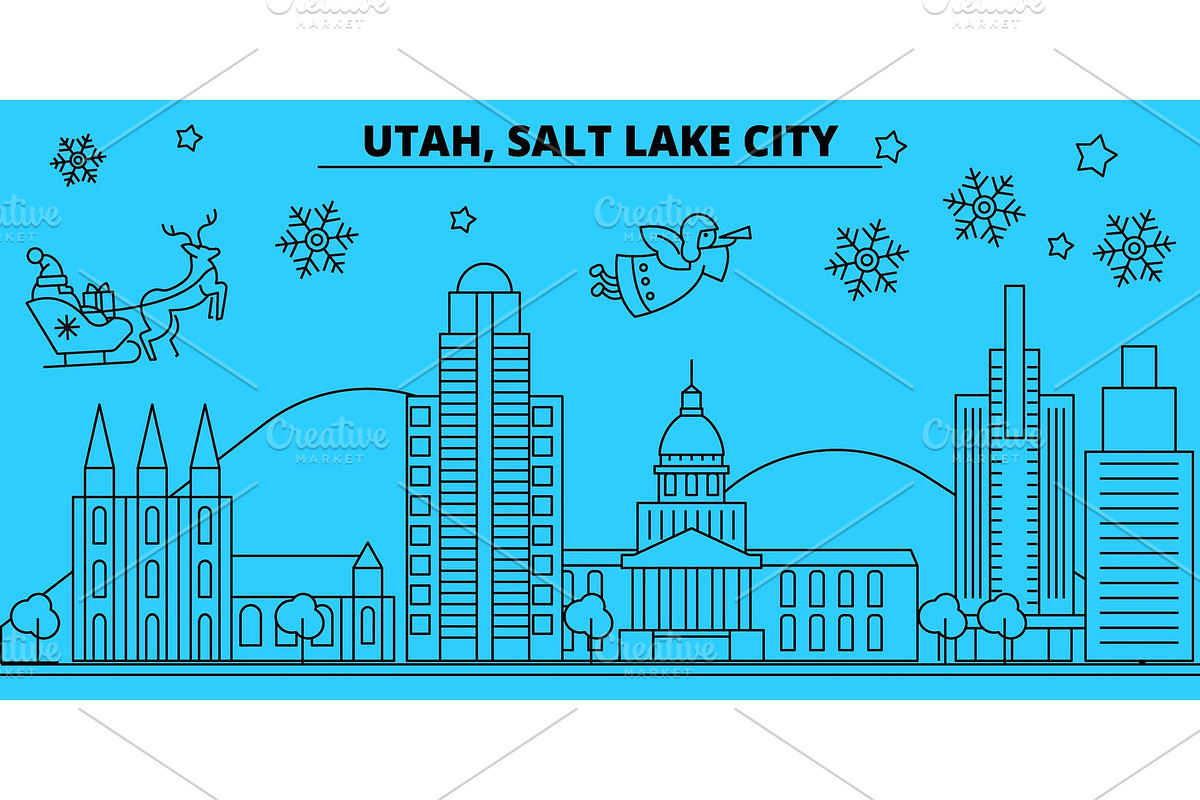 United States, Salt Lake City winter in Illustrations - product preview 8