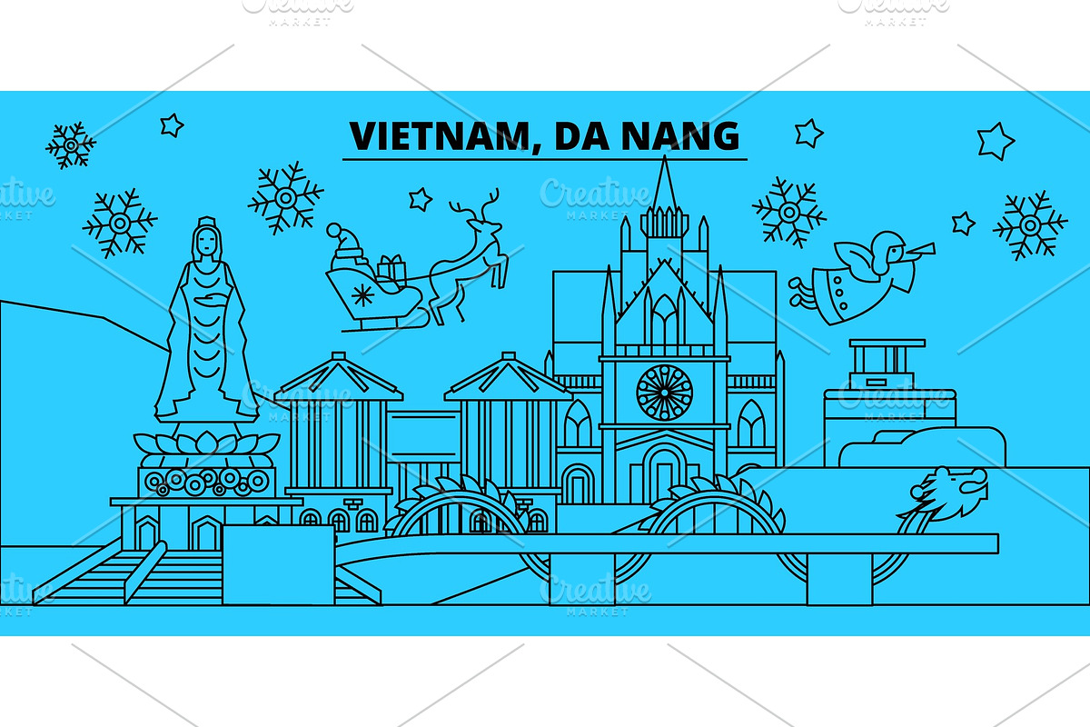 Vietnam, Da Nang winter holidays in Illustrations - product preview 8