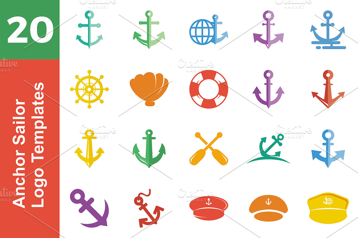 20 Logo Anchor Sailor Bundle in Logo Templates - product preview 8