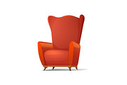 Red comfortable cartoon armchair