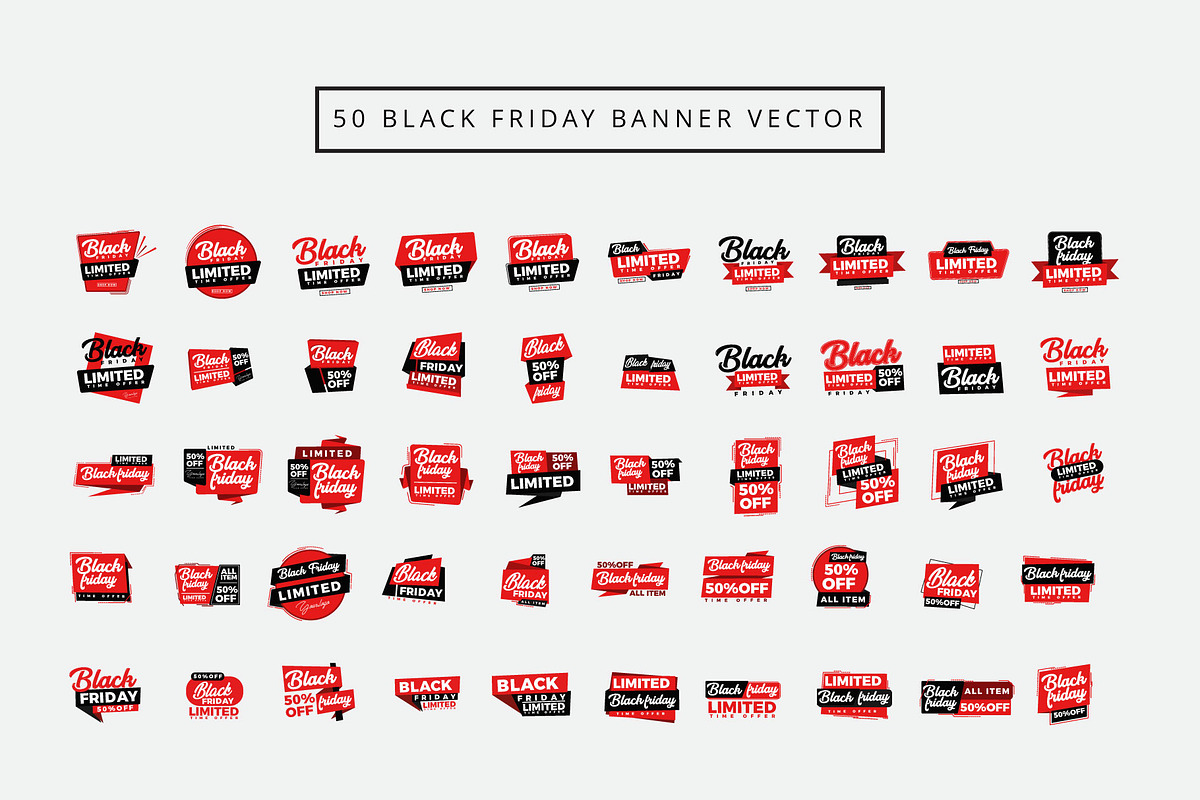 50 Set Vector Black Friday Banner in Objects - product preview 8