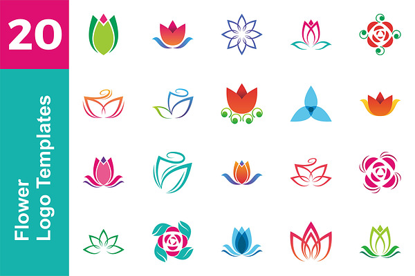 20 Logo Flower Template Bundle