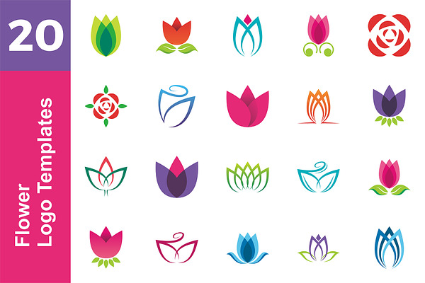 20 Logo Flower Template Bundle