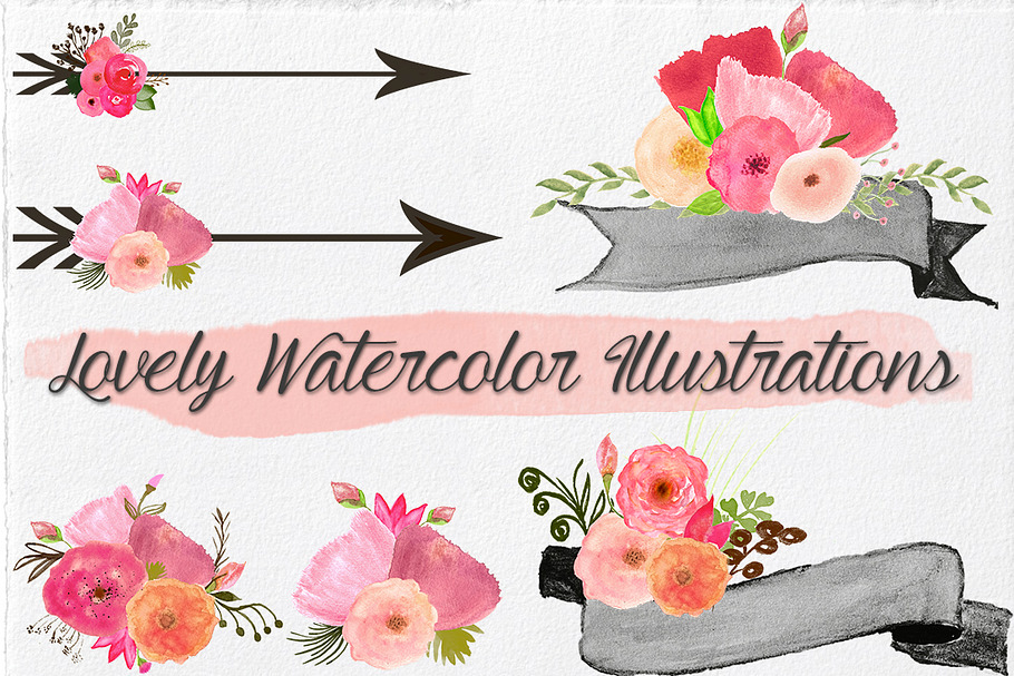 Lovely - Watercolor Illustrations in Illustrations - product preview 8