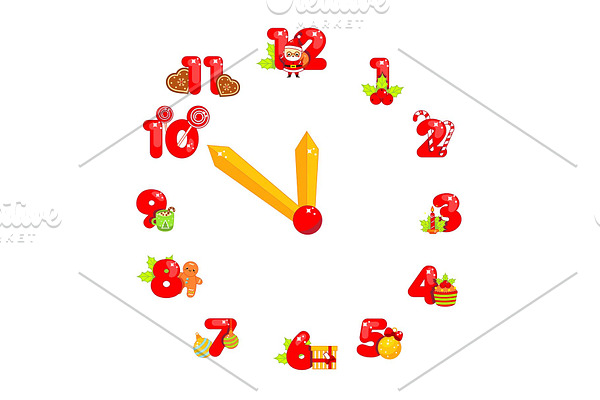 Christmas and New year clock face