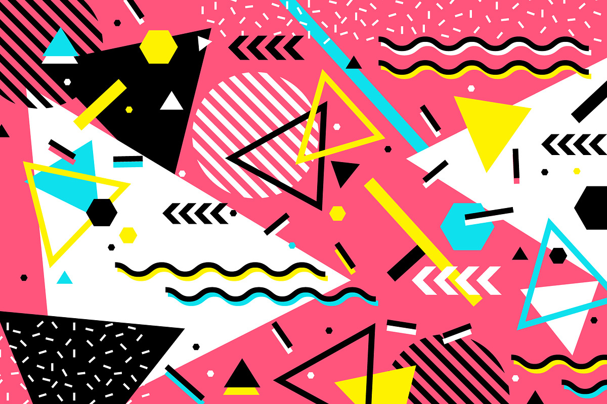 Memphis geometric background in Illustrations - product preview 8
