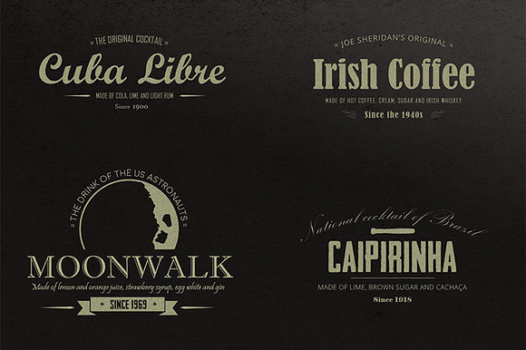 Vector Badges Retro Cocktail Logos in Objects - product preview 1