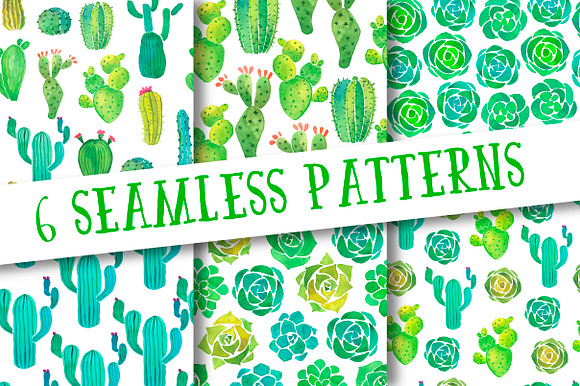 Watercolor cactus and succulent set in Objects - product preview 3
